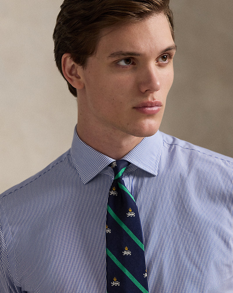 Custom Fit Striped Poplin Shirt Carolina Blue/White