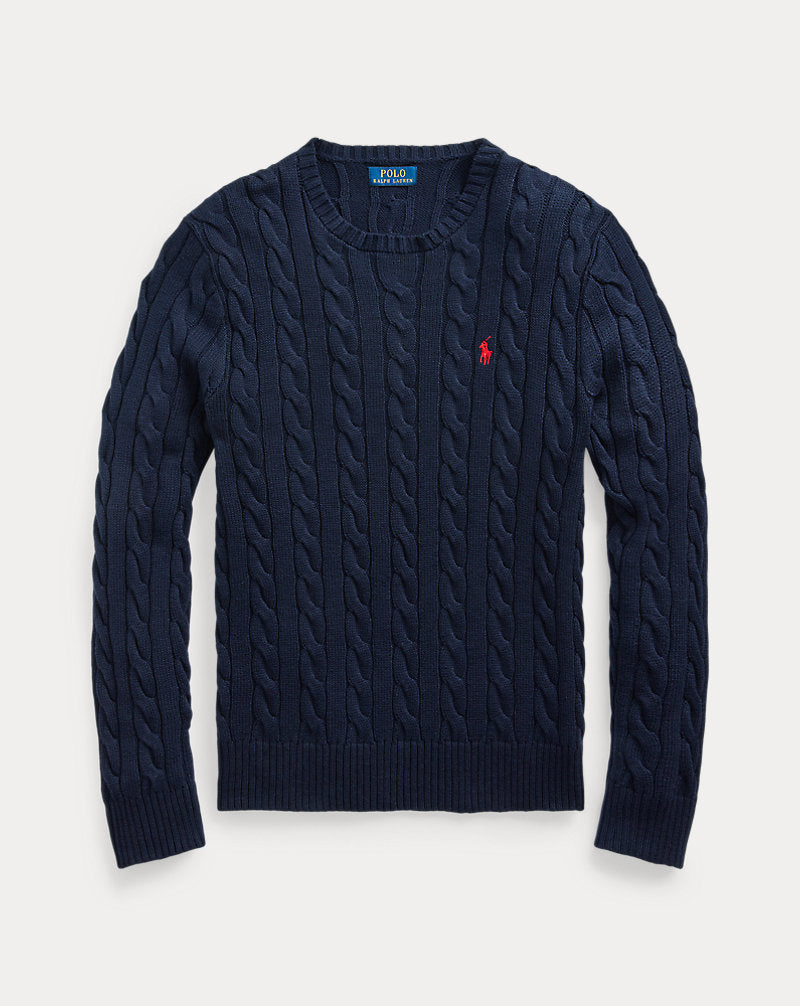 Cable-Knit Cotton Jumper Hunter Navy