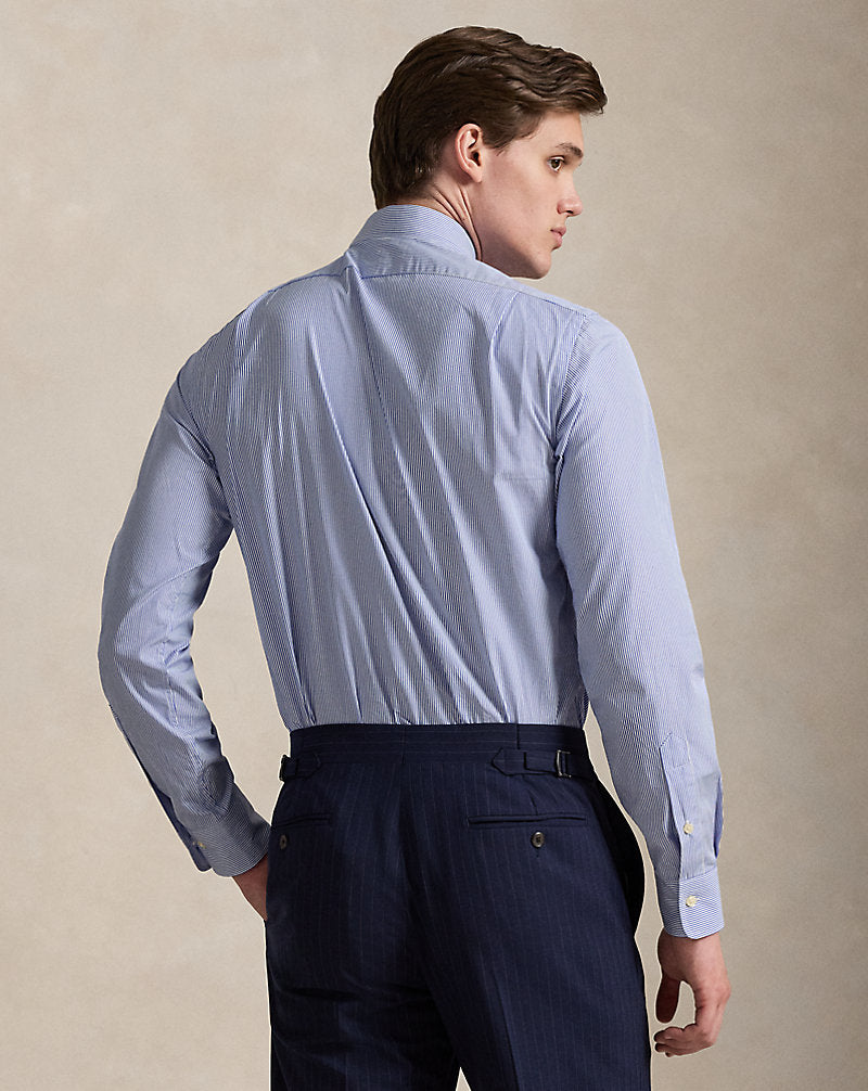Custom Fit Striped Poplin Shirt Carolina Blue/White