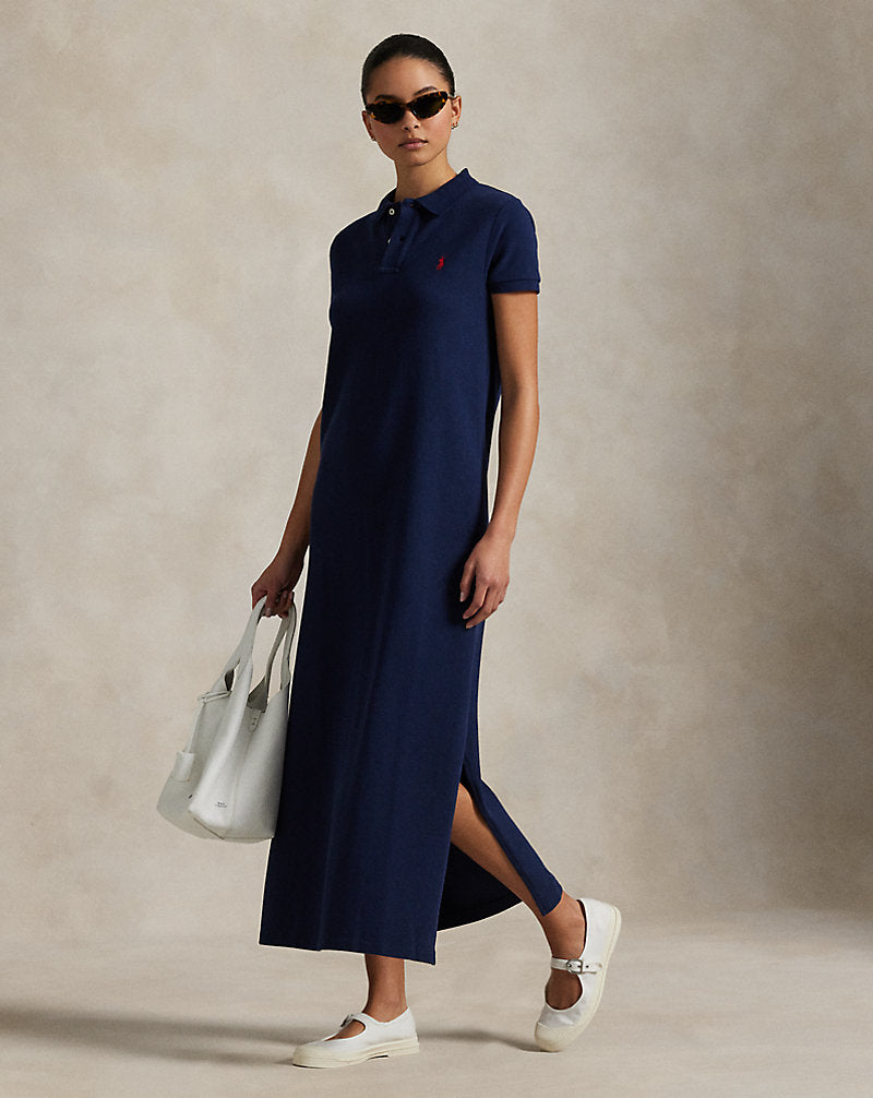 Cotton Mesh Polo Dress Newport Navy